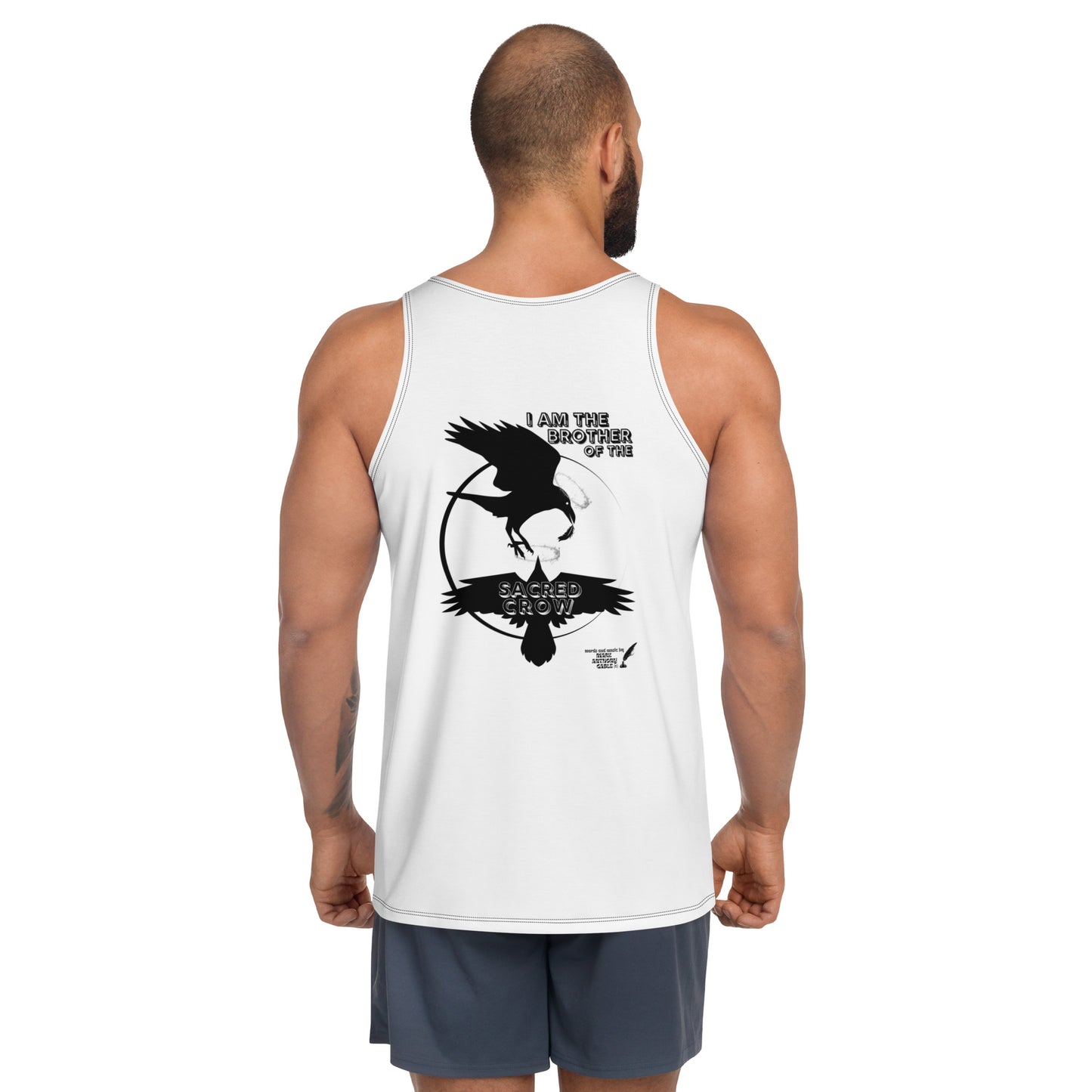 Unisex Tank Top I AM THE BROTHER OF THE SACRED CROW words and music by Mark Anthony Gable designed by “Mark Anthony Gable Collection”