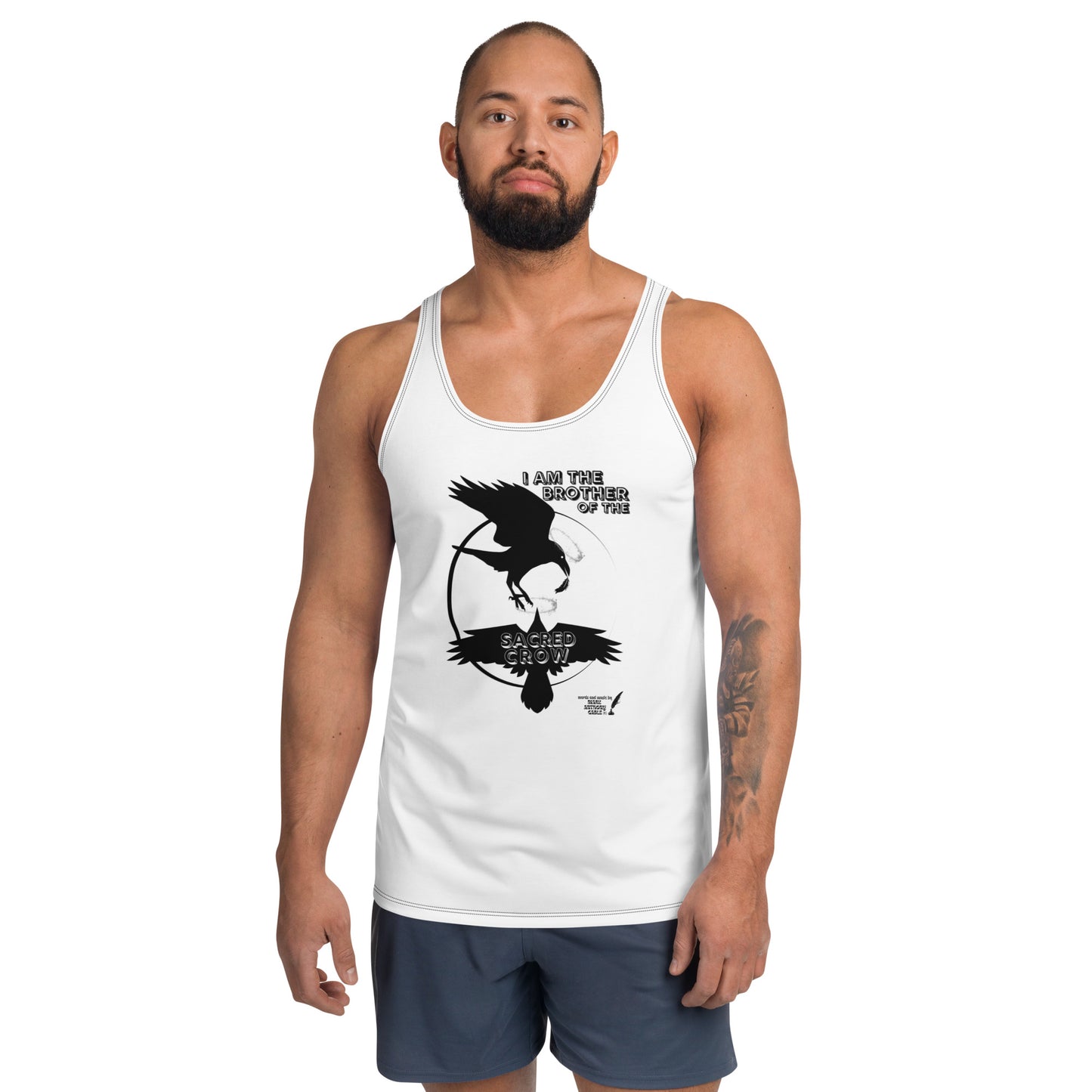 Unisex Tank Top I AM THE BROTHER OF THE SACRED CROW words and music by Mark Anthony Gable designed by “Mark Anthony Gable Collection”