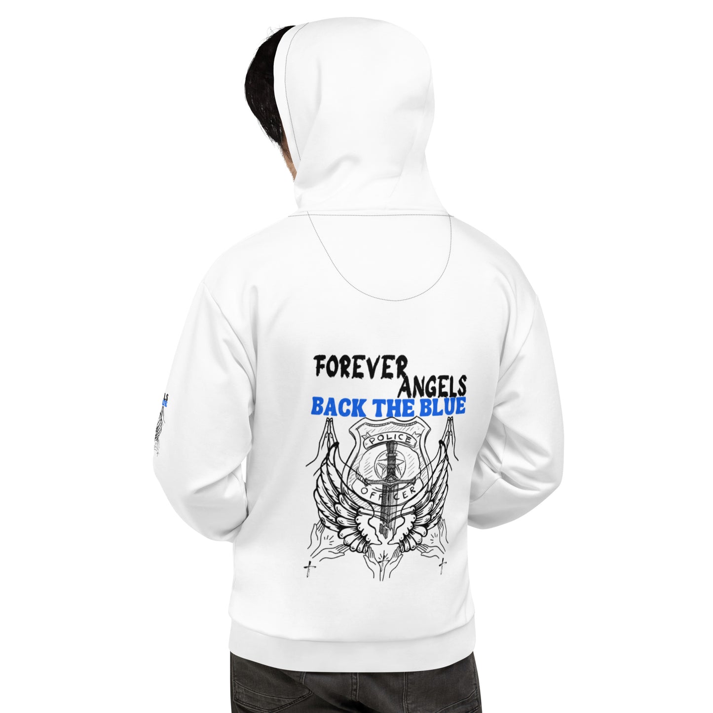 Unisex Hoodie FOREVER ANGELS BACK THE BLUE by “Mark Anthony Gable Collection-FOREVER ANGEL”