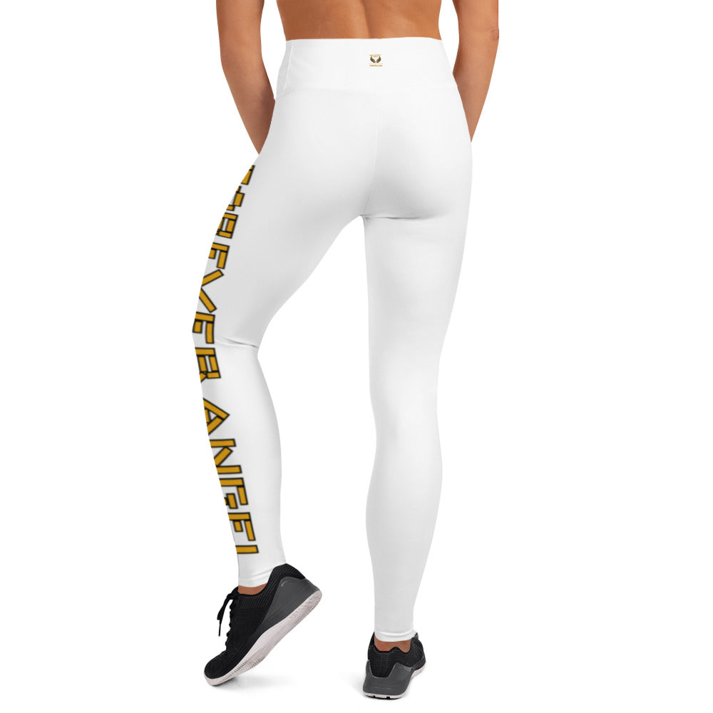 Yoga Leggings [WHITE COLOR] FOREVER ANGEL [GOLD FONT] by “Mark Anthony Gable Collection-FOREVER ANGEL”