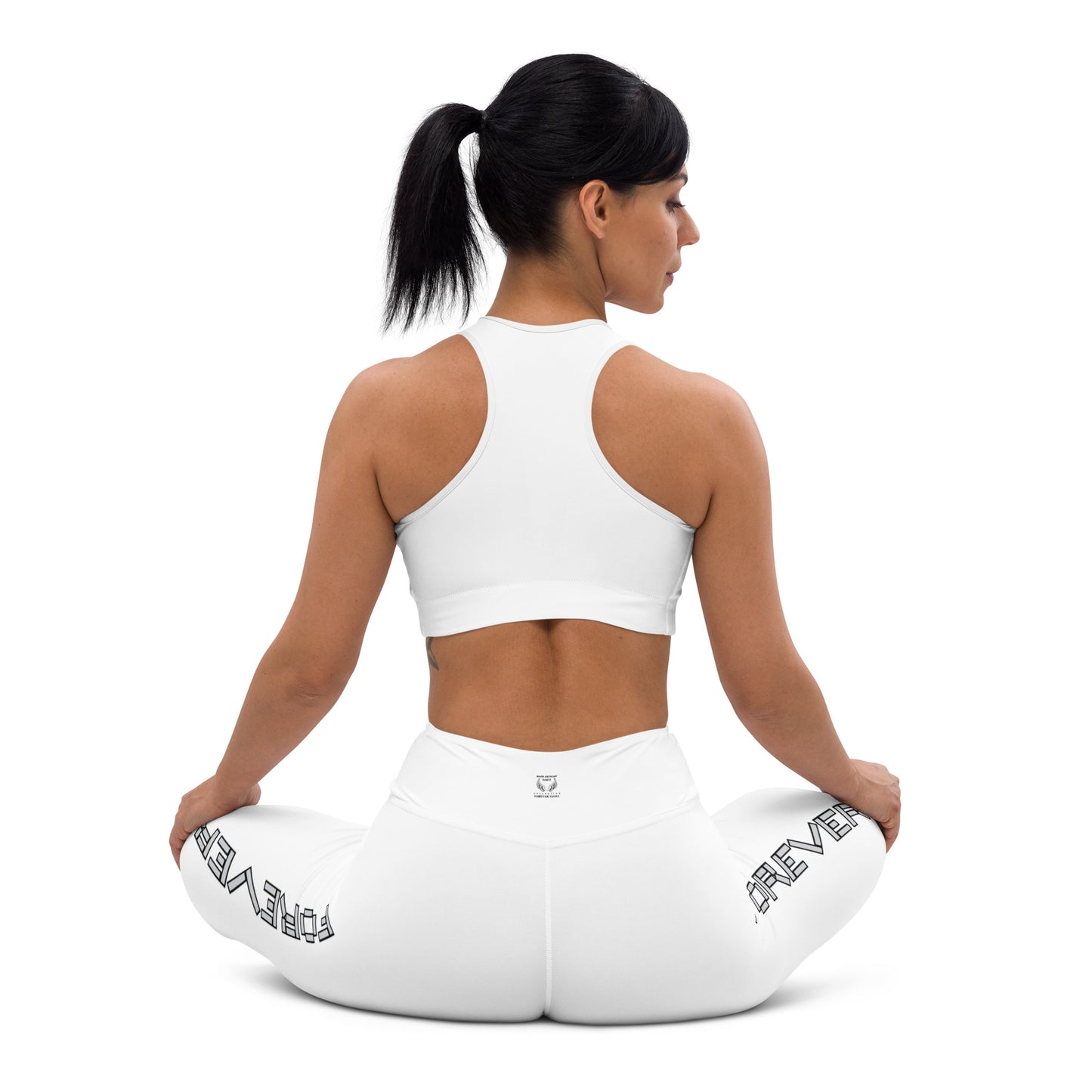 Yoga Leggings FOREVER [WHITE COLOR] ANGEL [SILVER & BLACK FONT] by “Mark Anthony Gable Collection-FOREVER ANGEL”