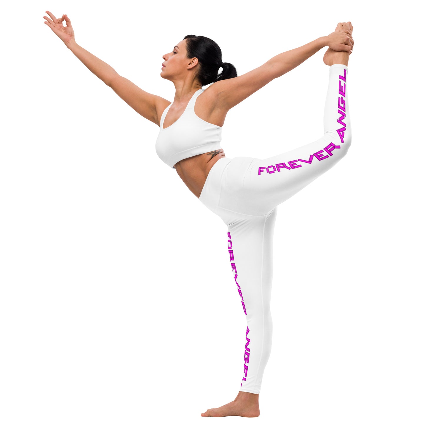 Yoga Leggings [WHITE COLOR] FOREVER ANGEL [PINK FONT] by “Mark Anthony Gable Collection-FOREVER ANGEL “