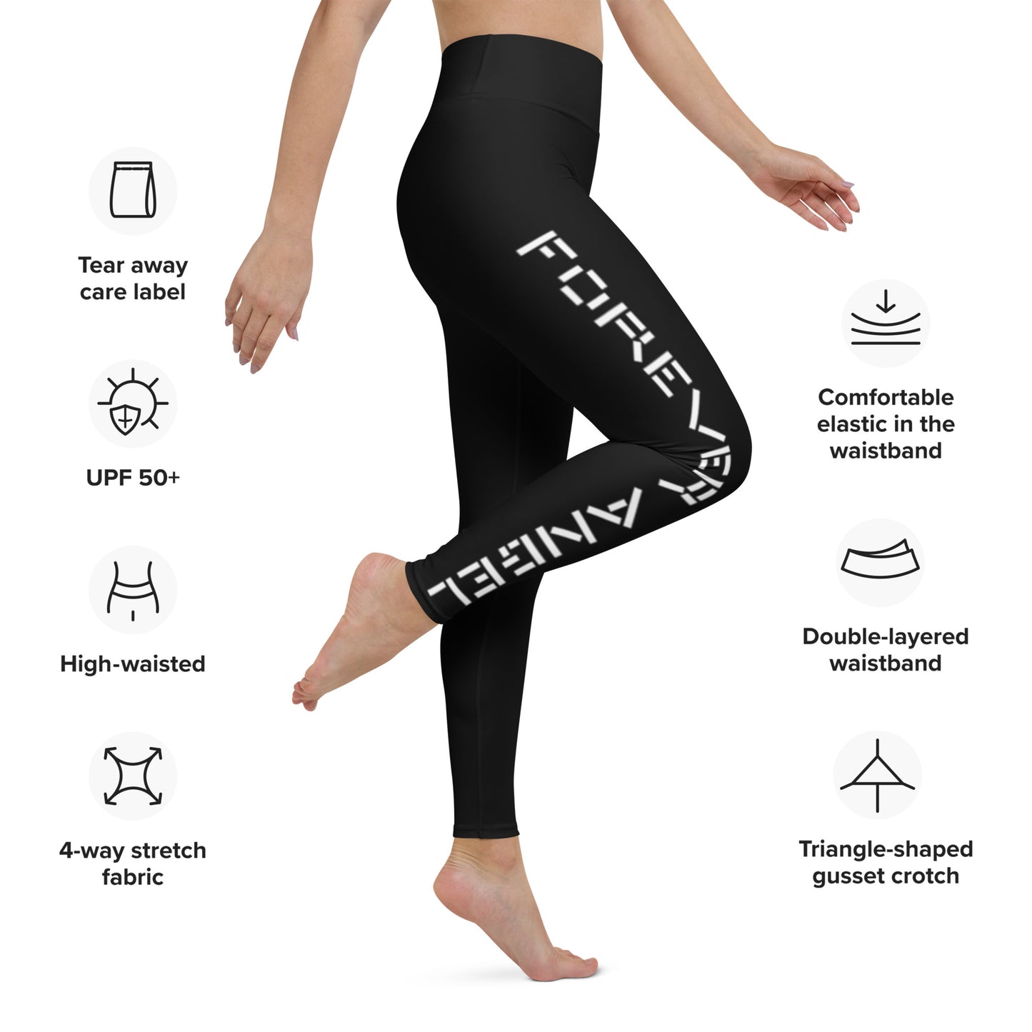 Yoga Leggings [BLACK COLOR] FOREVER ANGEL [WHITE FONT] by “Mark Anthony Gable Collection-FOREVER ANGEL”