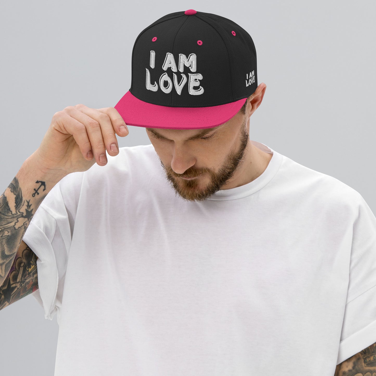 Snapback Hat I AM LOVE [Green Camo under Brim] by Mark Anthony Gable Collection