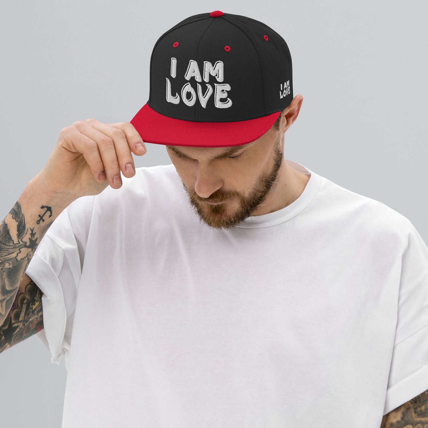 Snapback Hat I AM LOVE [Green Camo under Brim] by Mark Anthony Gable Collection