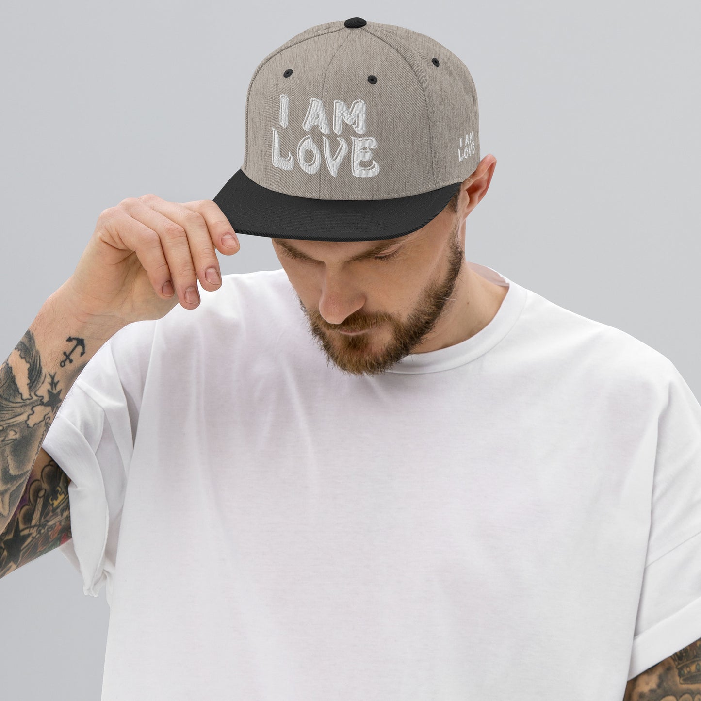 Snapback Hat I AM LOVE [Green Camo under Brim] by Mark Anthony Gable Collection