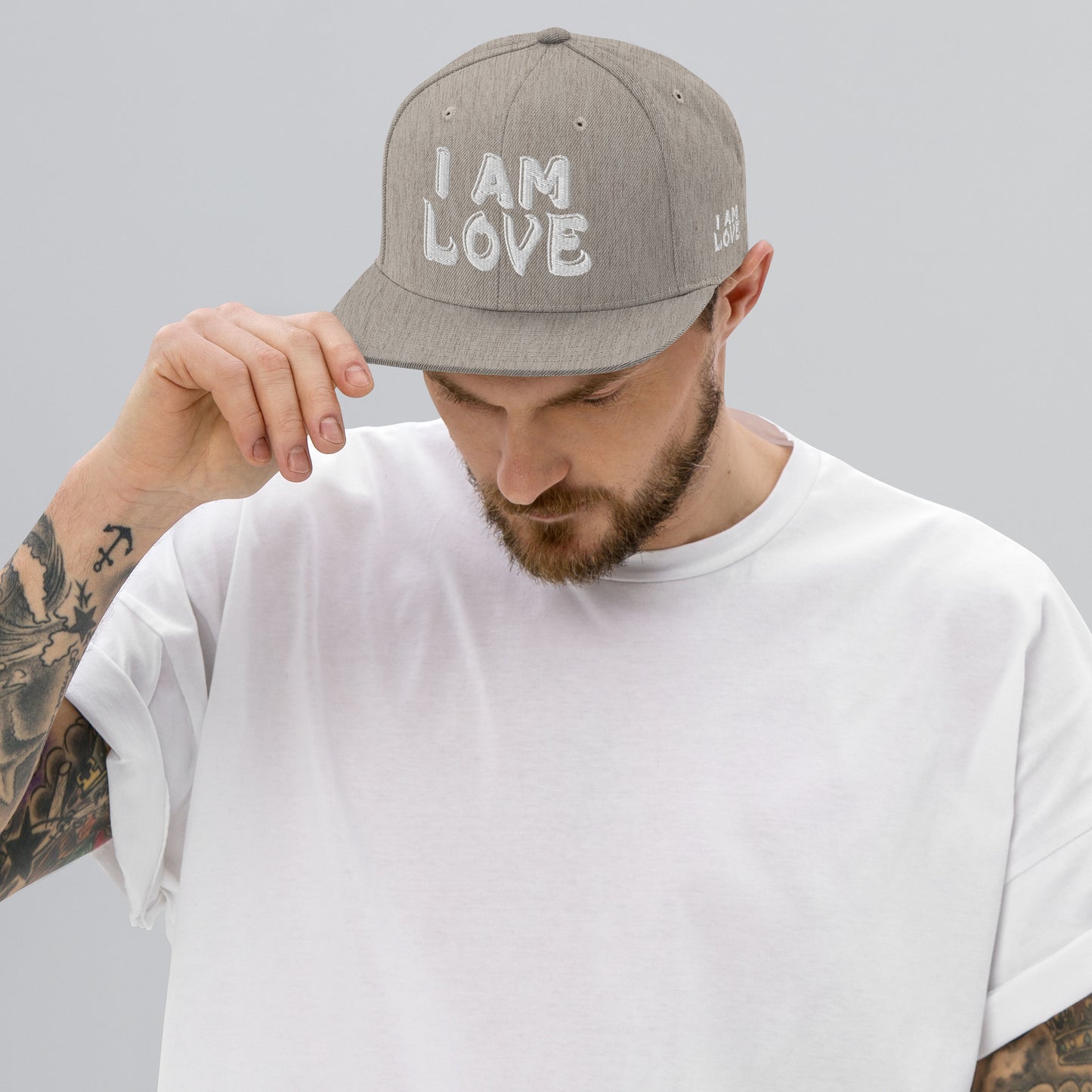 Snapback Hat I AM LOVE [Green Camo under Brim] by Mark Anthony Gable Collection