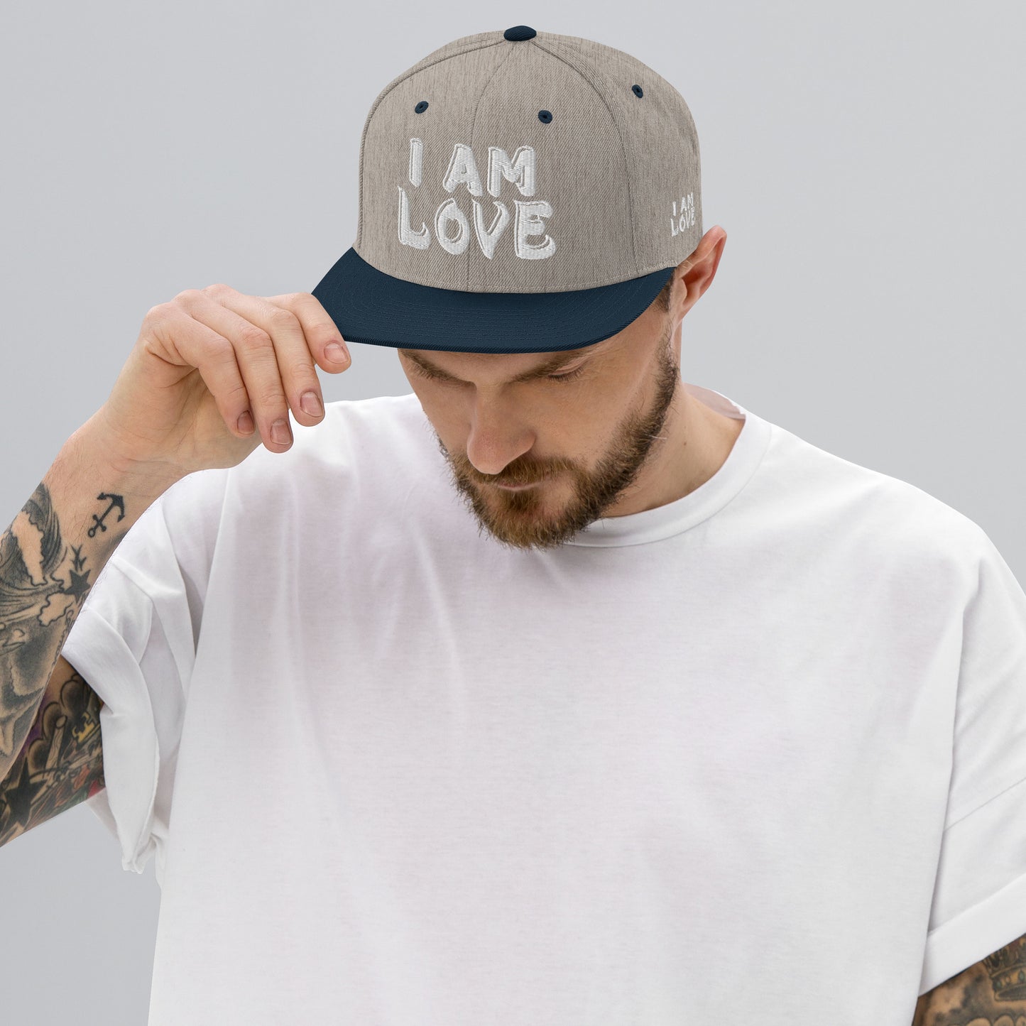 Snapback Hat I AM LOVE [Green Camo under Brim] by Mark Anthony Gable Collection