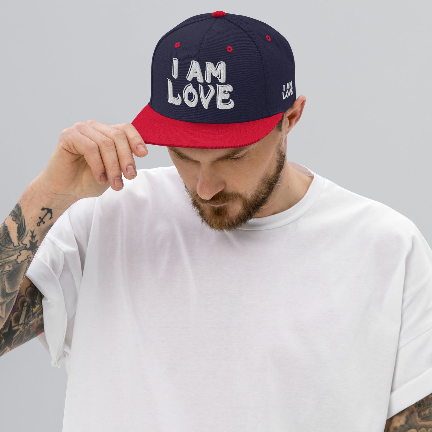 Snapback Hat I AM LOVE [Green Camo under Brim] by Mark Anthony Gable Collection