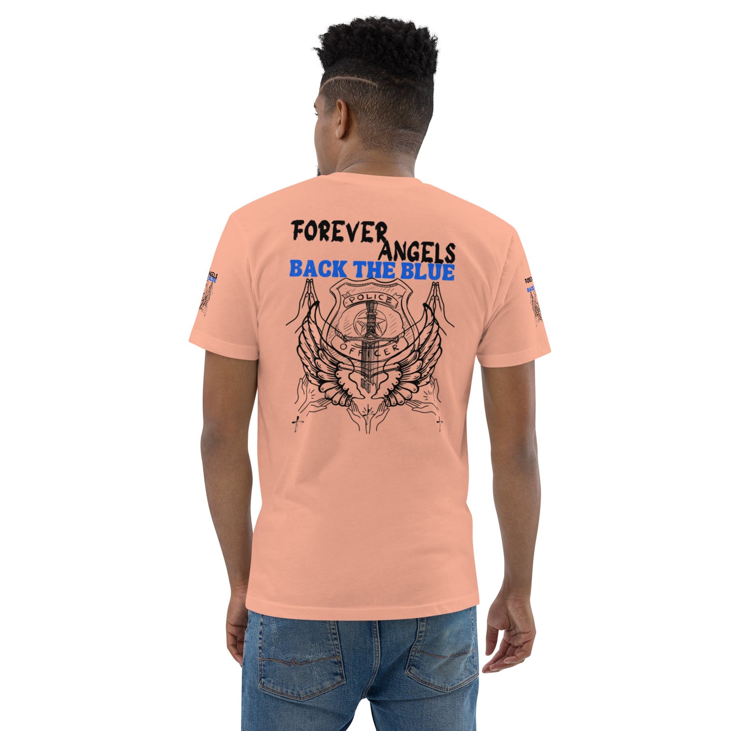 Short Sleeve T-shirt FOREVER ANGELS BACK THE BLUE by “Mark Anthony Gable Collection-FOREVER ANGEL”