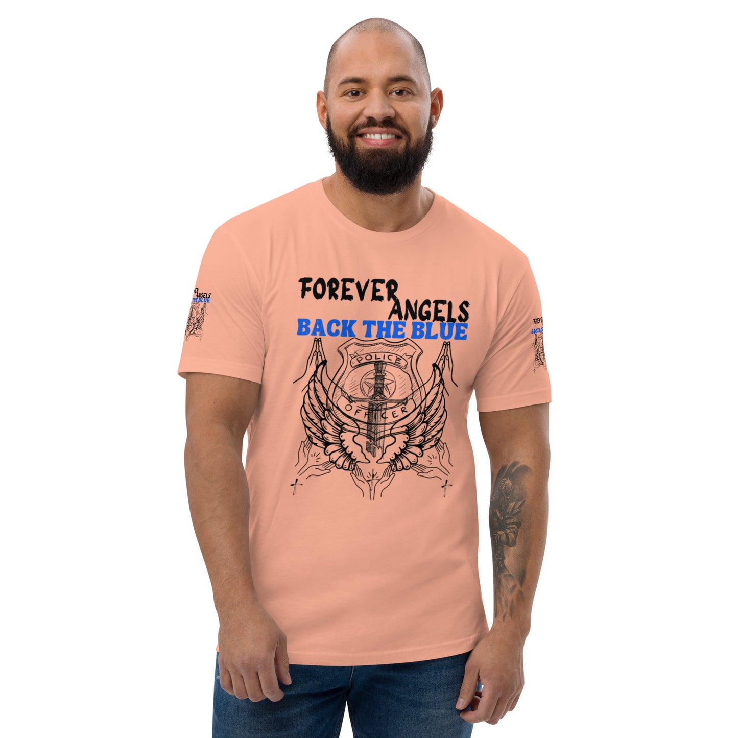 Short Sleeve T-shirt FOREVER ANGELS BACK THE BLUE by “Mark Anthony Gable Collection-FOREVER ANGEL”