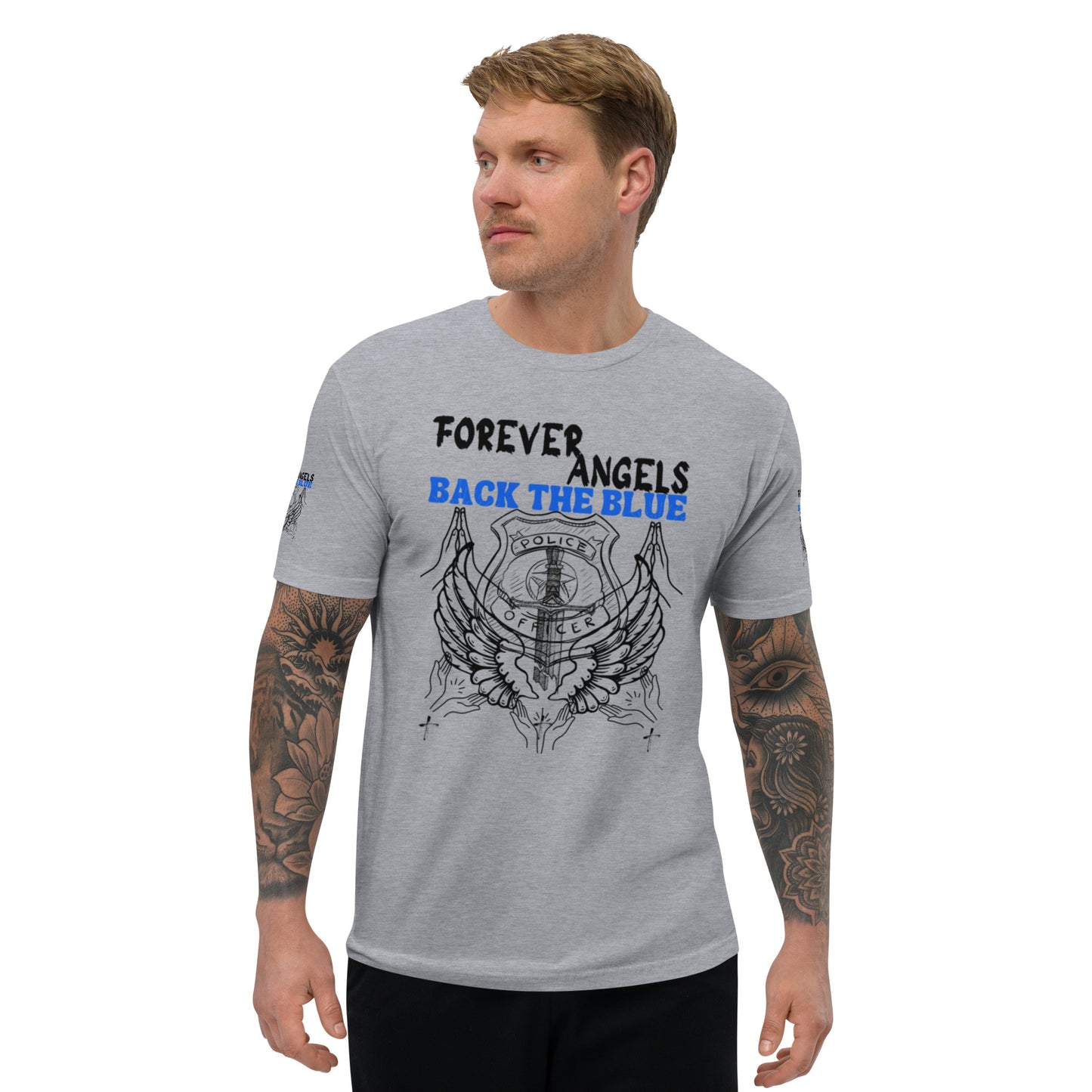 Short Sleeve T-shirt FOREVER ANGELS BACK THE BLUE by “Mark Anthony Gable Collection-FOREVER ANGEL”