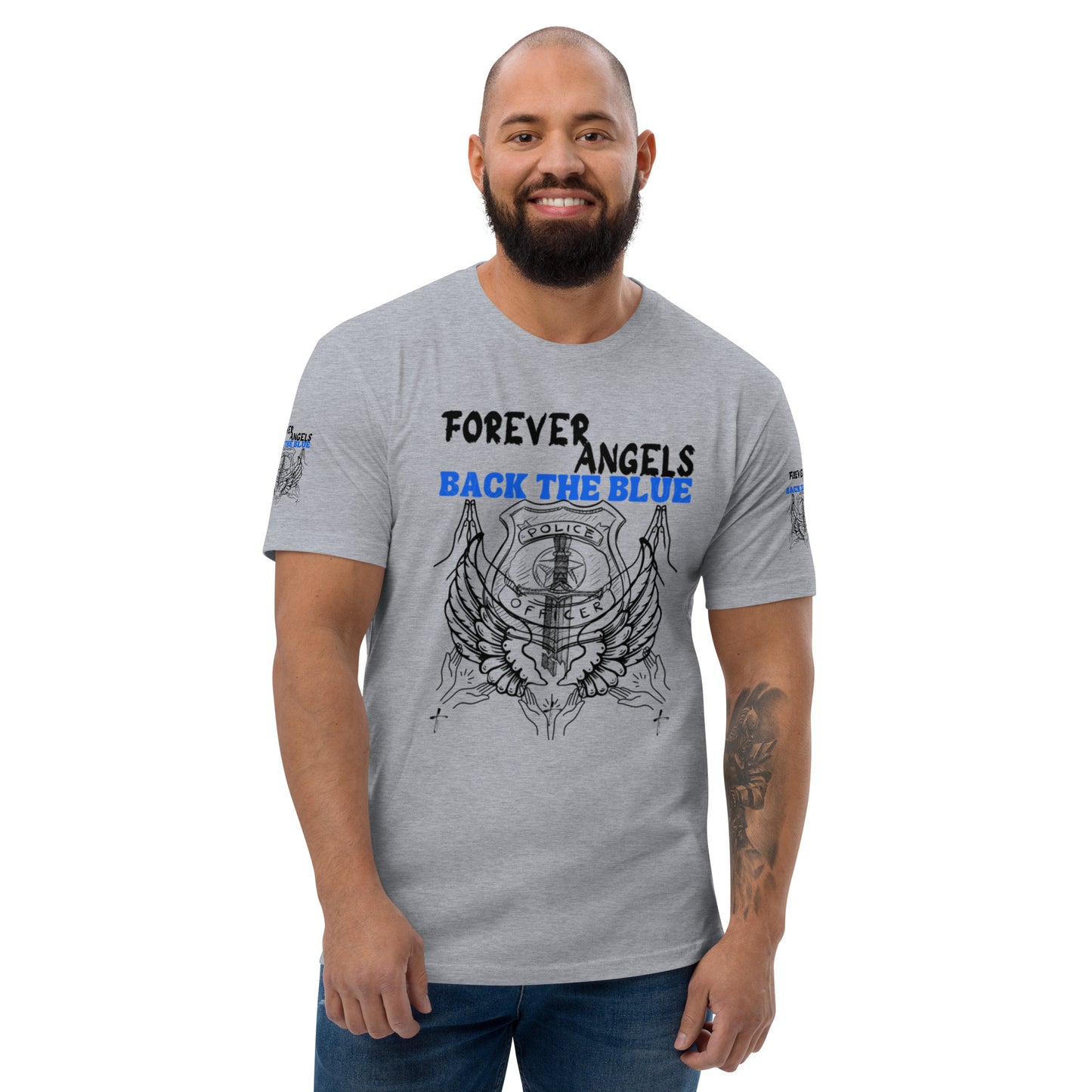 Short Sleeve T-shirt FOREVER ANGELS BACK THE BLUE by “Mark Anthony Gable Collection-FOREVER ANGEL”