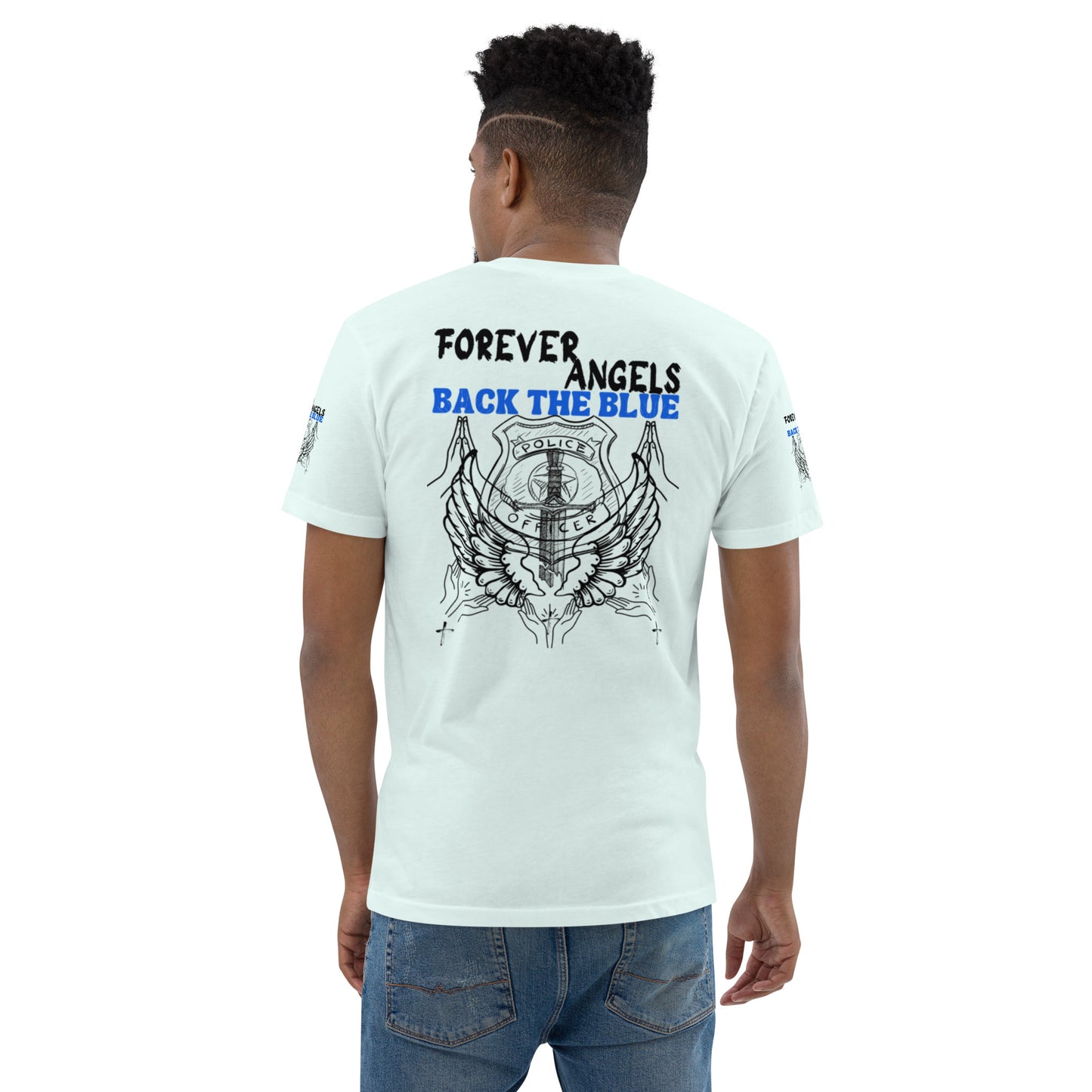 Short Sleeve T-shirt FOREVER ANGELS BACK THE BLUE by “Mark Anthony Gable Collection-FOREVER ANGEL”