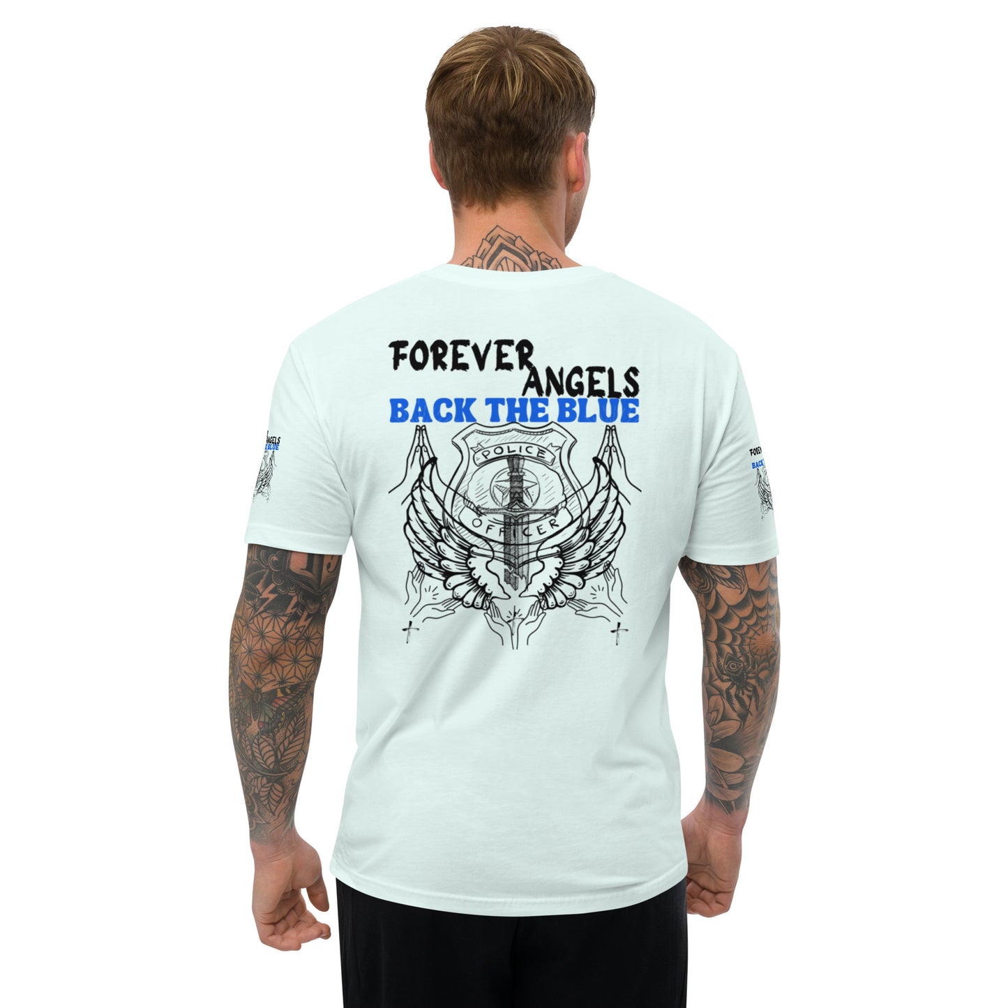 Short Sleeve T-shirt FOREVER ANGELS BACK THE BLUE by “Mark Anthony Gable Collection-FOREVER ANGEL”