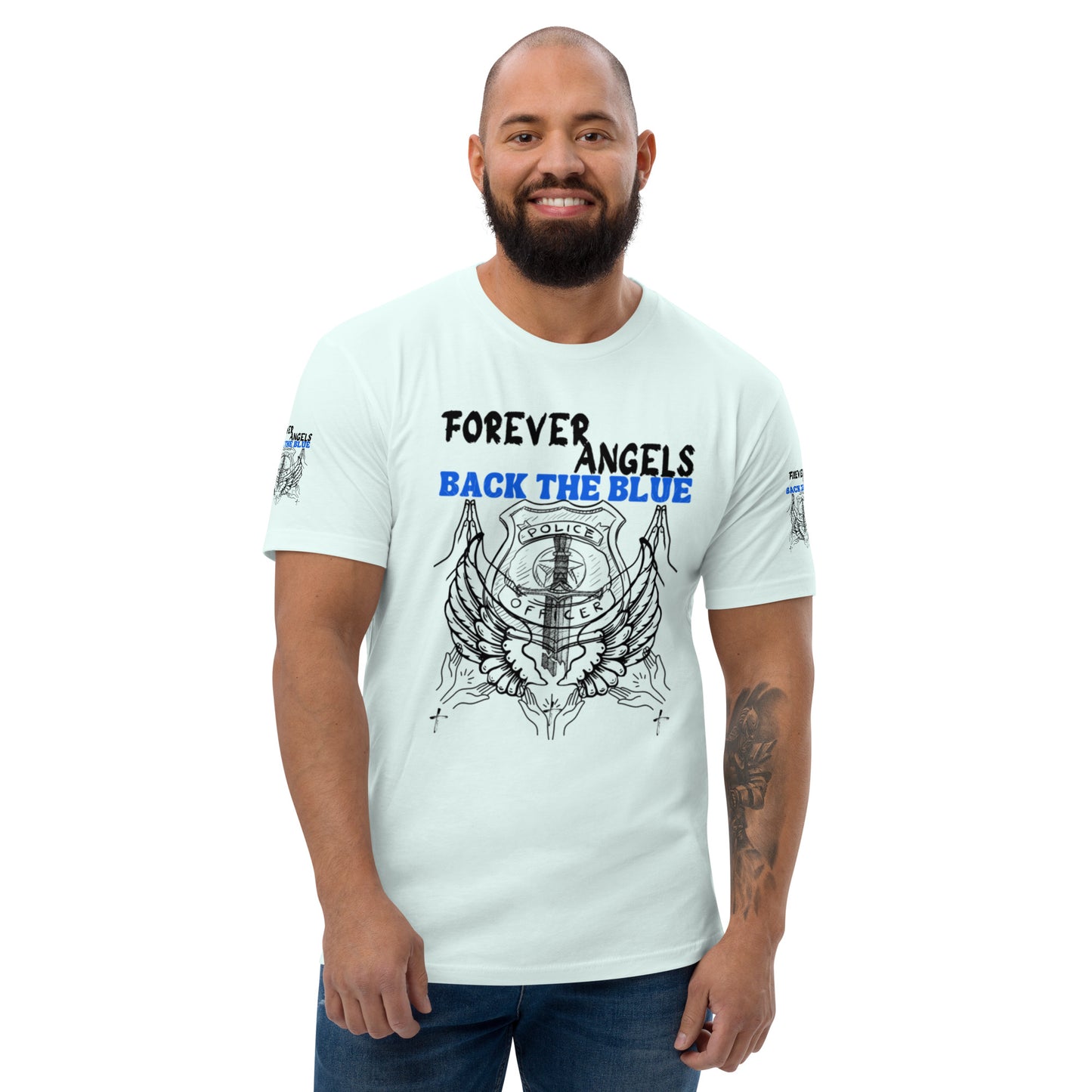 Short Sleeve T-shirt FOREVER ANGELS BACK THE BLUE by “Mark Anthony Gable Collection-FOREVER ANGEL”