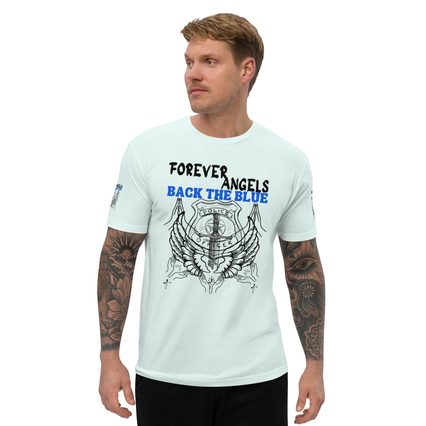 Short Sleeve T-shirt FOREVER ANGELS BACK THE BLUE by “Mark Anthony Gable Collection-FOREVER ANGEL”