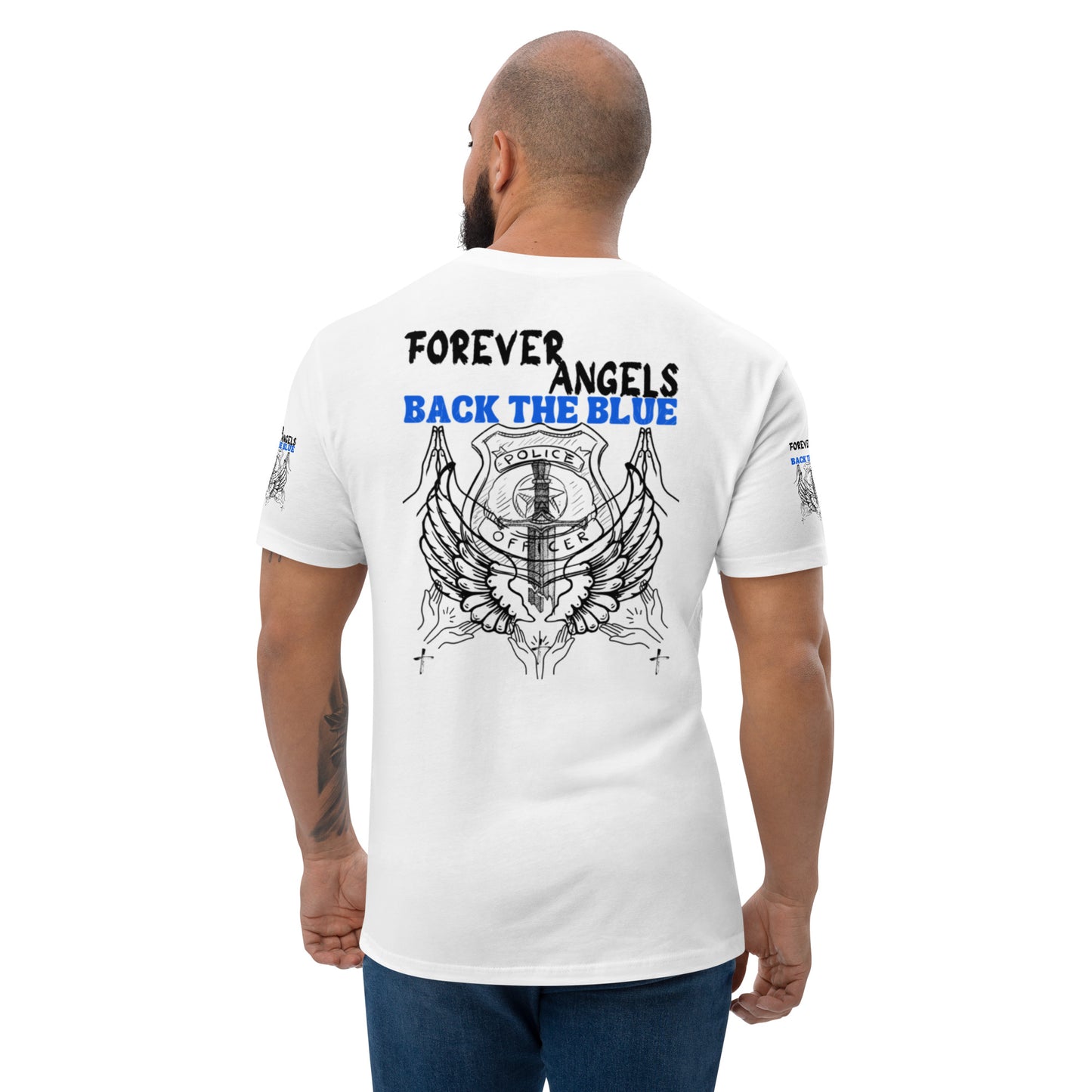 Short Sleeve T-shirt FOREVER ANGELS BACK THE BLUE by “Mark Anthony Gable Collection-FOREVER ANGEL”