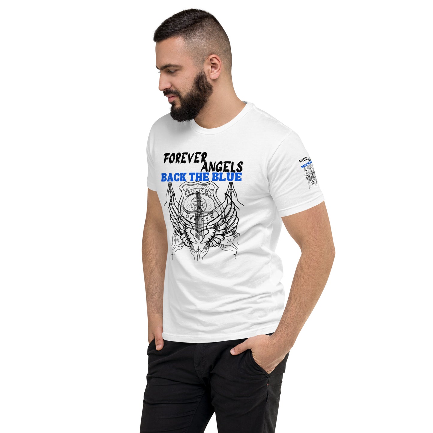 Short Sleeve T-shirt FOREVER ANGELS BACK THE BLUE by “Mark Anthony Gable Collection-FOREVER ANGEL”