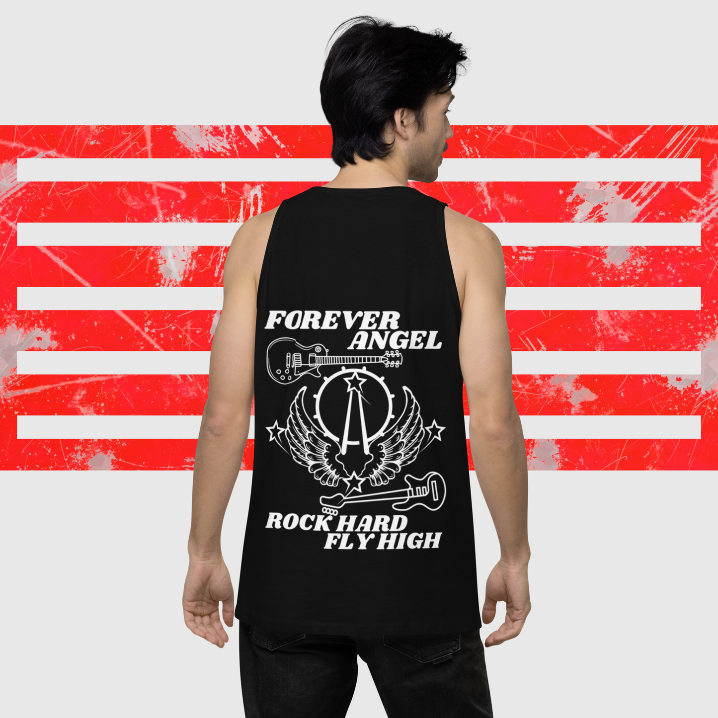 Men’s premium tank top FOREVER ANGEL ROCK HARD FLY HIGH by  "Mark Anthony Gable Collection-FOREVER ANGEL"