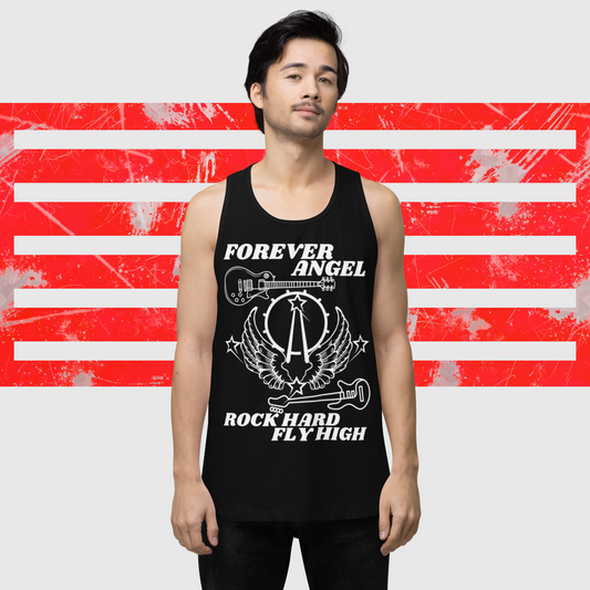 Men’s premium tank top FOREVER ANGEL ROCK HARD FLY HIGH by  "Mark Anthony Gable Collection-FOREVER ANGEL"