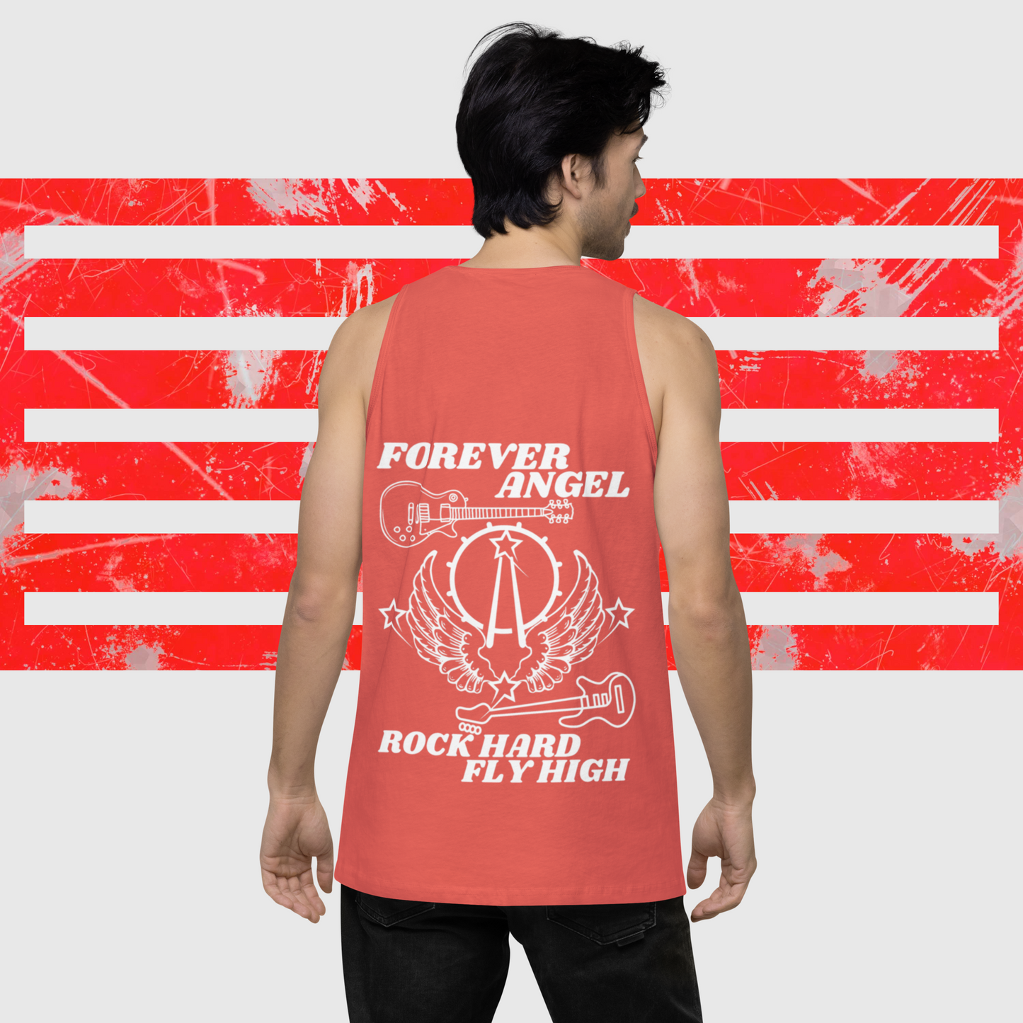 Men’s premium tank top FOREVER ANGEL ROCK HARD FLY HIGH by  "Mark Anthony Gable Collection-FOREVER ANGEL"