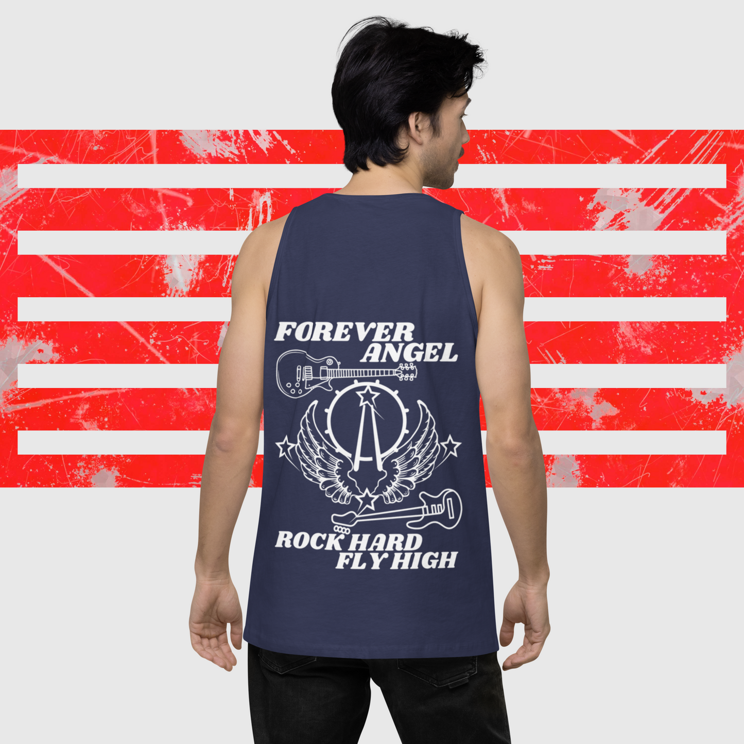 Men’s premium tank top FOREVER ANGEL ROCK HARD FLY HIGH by  "Mark Anthony Gable Collection-FOREVER ANGEL"