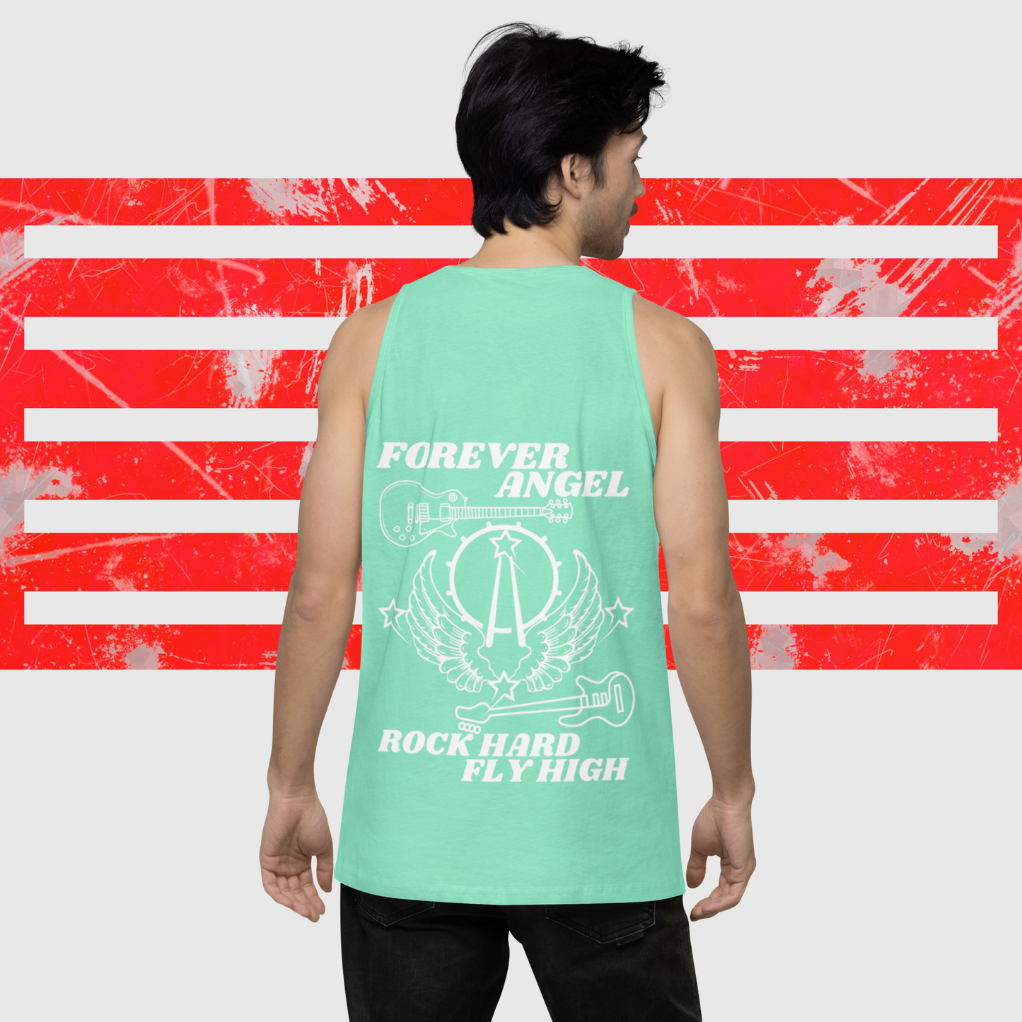 Men’s premium tank top FOREVER ANGEL ROCK HARD FLY HIGH by  "Mark Anthony Gable Collection-FOREVER ANGEL"