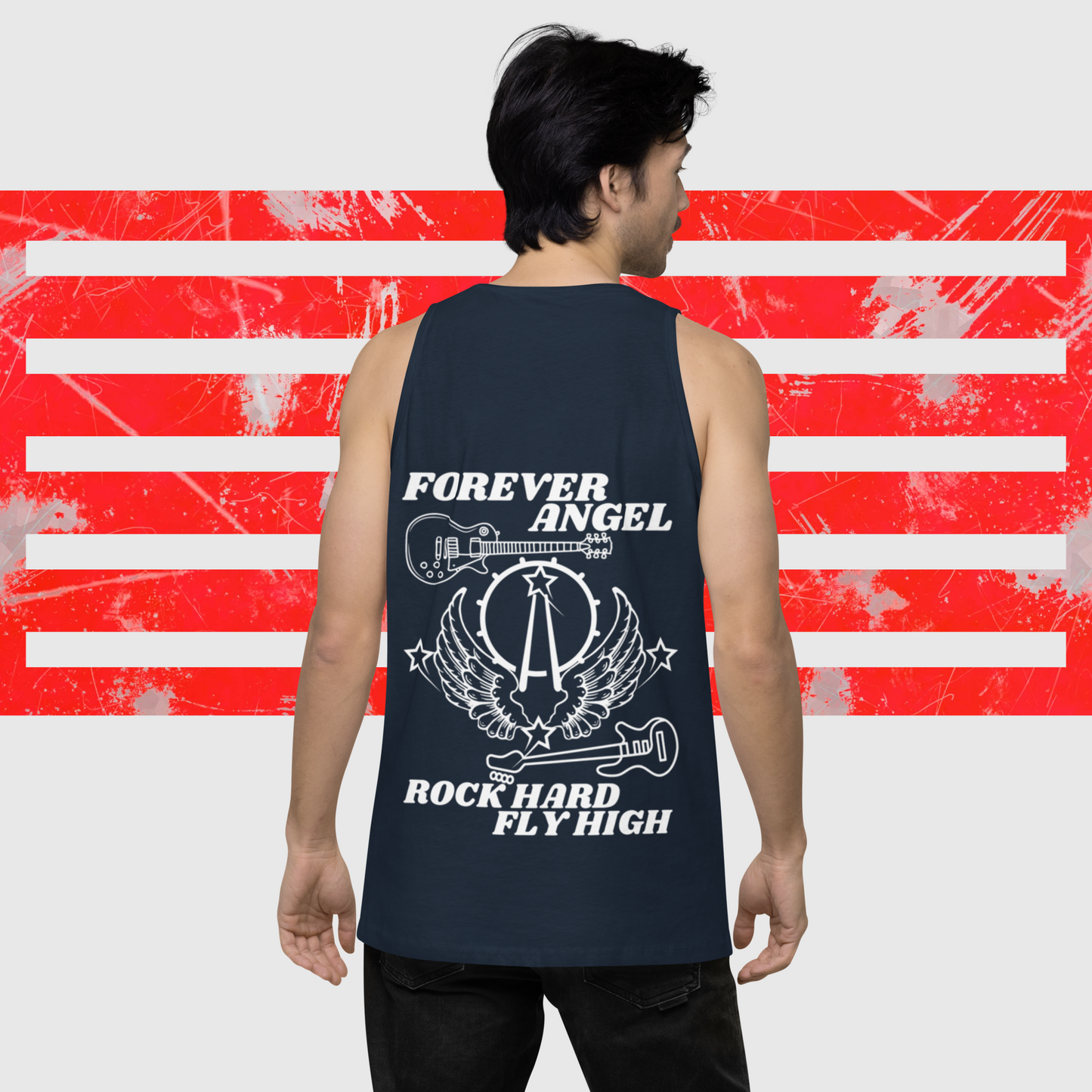 Men’s premium tank top FOREVER ANGEL ROCK HARD FLY HIGH by  "Mark Anthony Gable Collection-FOREVER ANGEL"