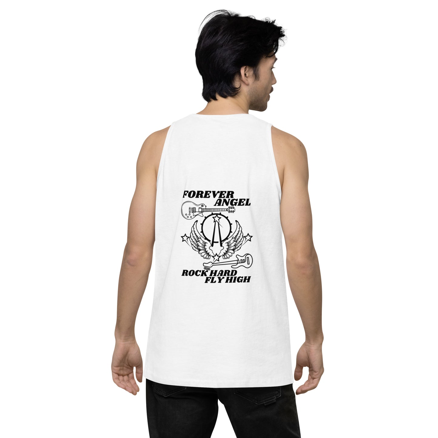 Men’s premium tank top FORVER ANGEL ROCK HARD FLY HIGH by  "Mark Anthony Gable Collection-FOREVER ANGEL"