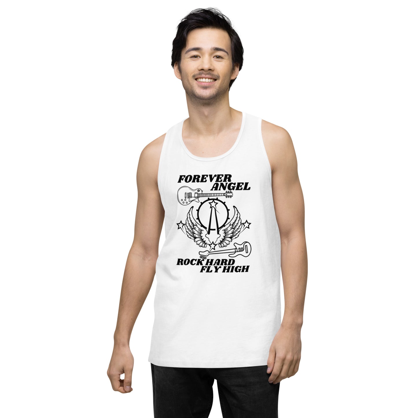 Men’s premium tank top FORVER ANGEL ROCK HARD FLY HIGH by  "Mark Anthony Gable Collection-FOREVER ANGEL"