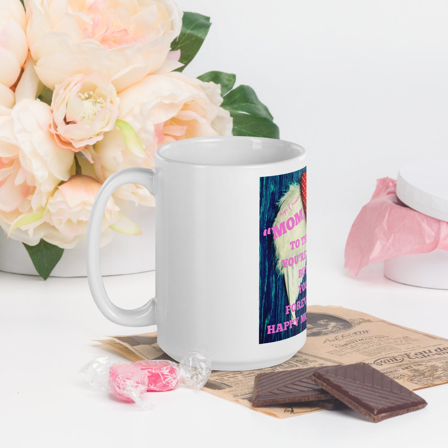 White glossy mug MOTHERS DAY FOREVER ANGEL by "Mark Anthony Gable Collection-FOREVER ANGEL"