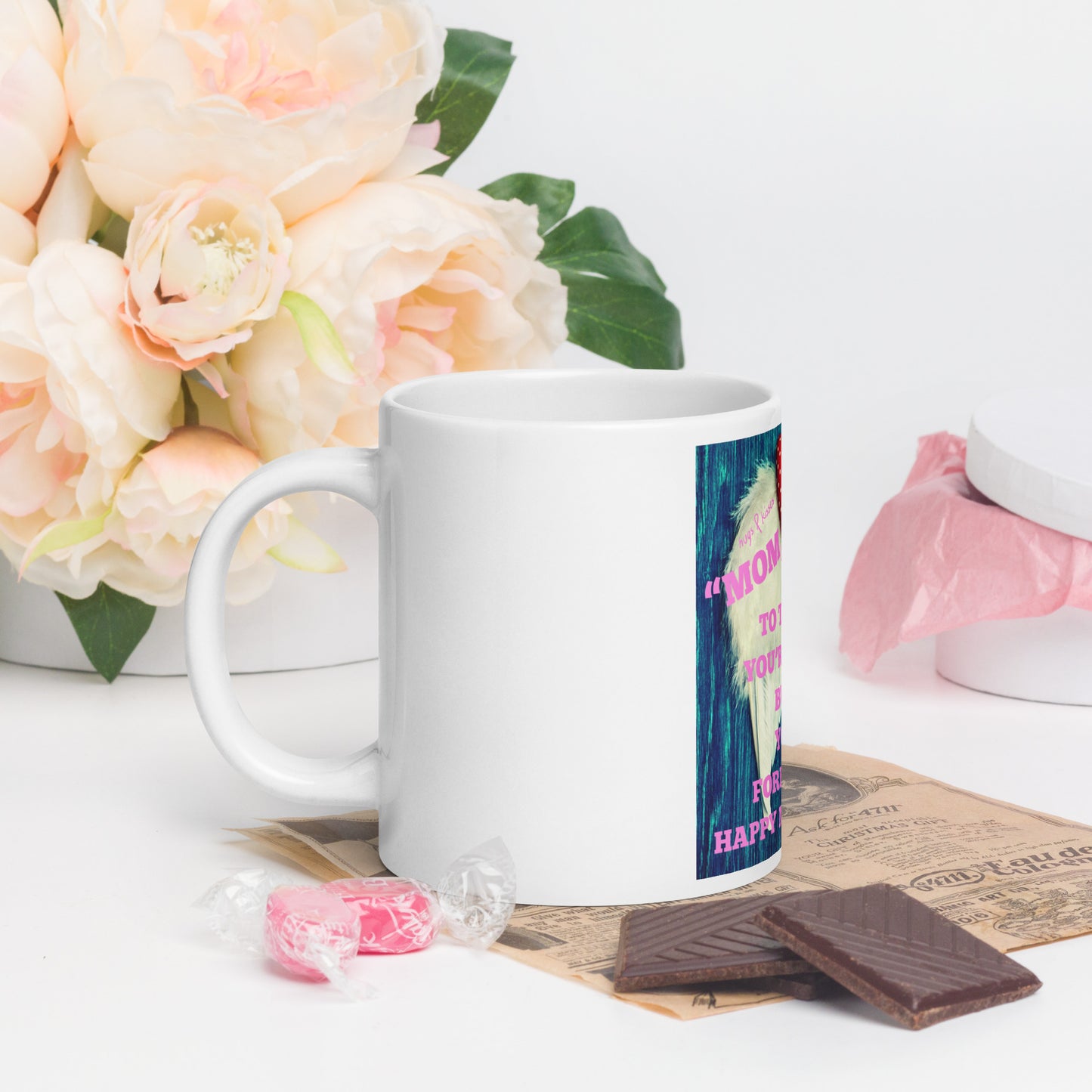 White glossy mug MOTHERS DAY FOREVER ANGEL by "Mark Anthony Gable Collection-FOREVER ANGEL"