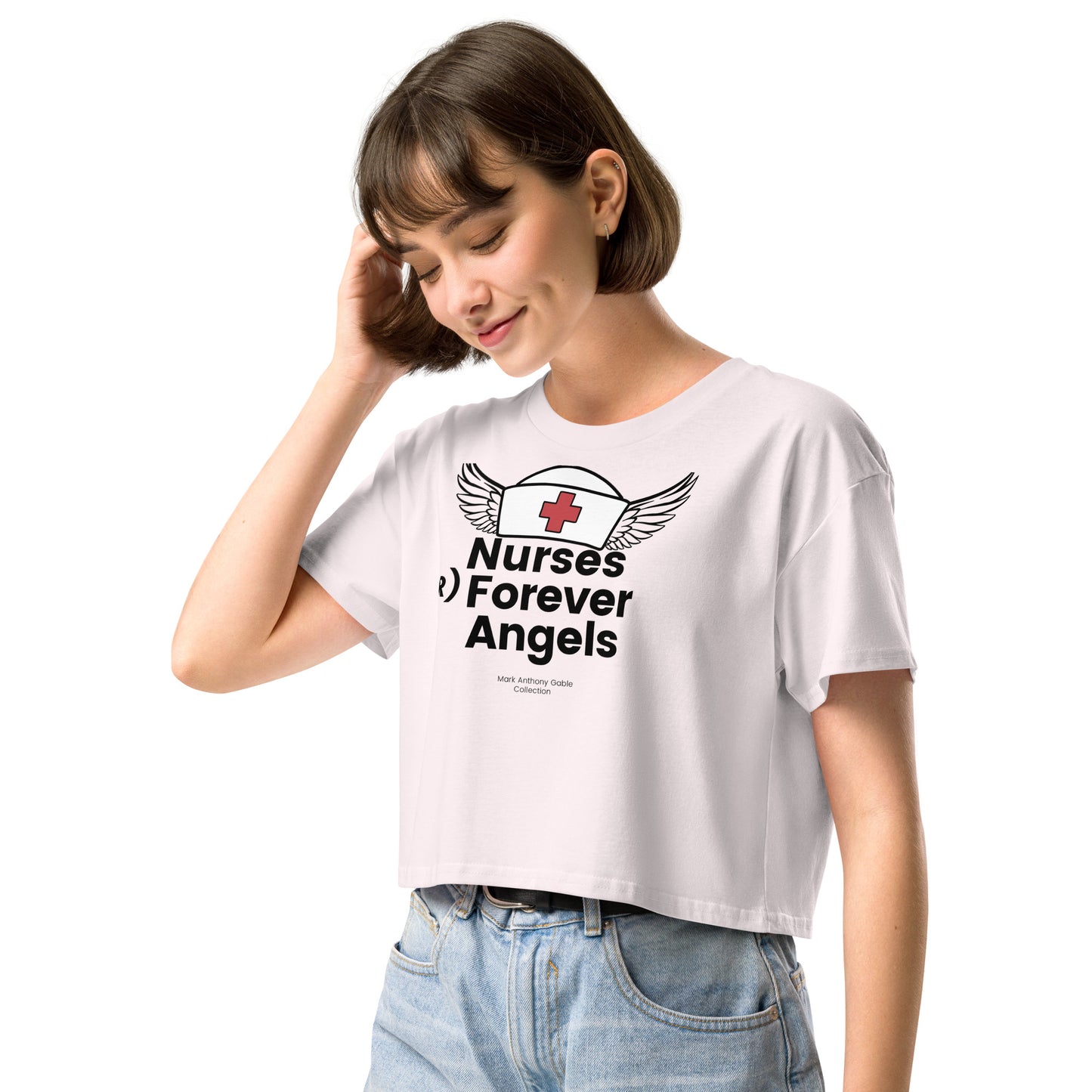 Women’s crop top NURSES (R) FOREVER ANGELS by "Mark Anthony Gable Collection-FOREVER ANGEL"