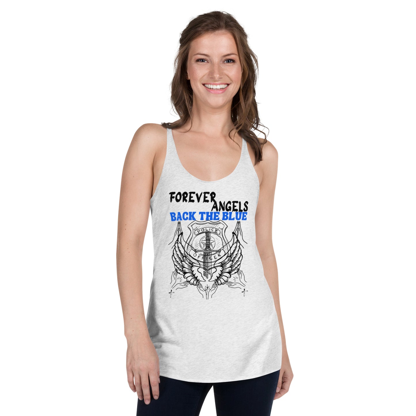 Women's Racerback Tank FOREVER ANGELS BACK THE BLUE by “Mark Anthony Gable Collection-FOREVER ANGEL”