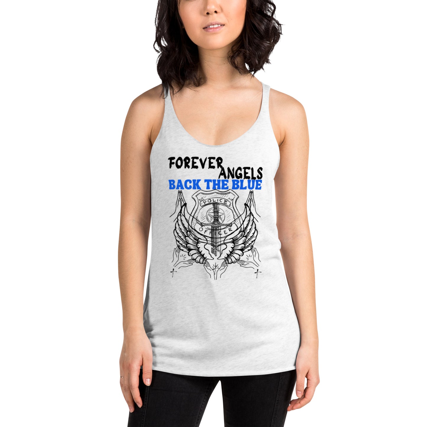 Women's Racerback Tank FOREVER ANGELS BACK THE BLUE by “Mark Anthony Gable Collection-FOREVER ANGEL”