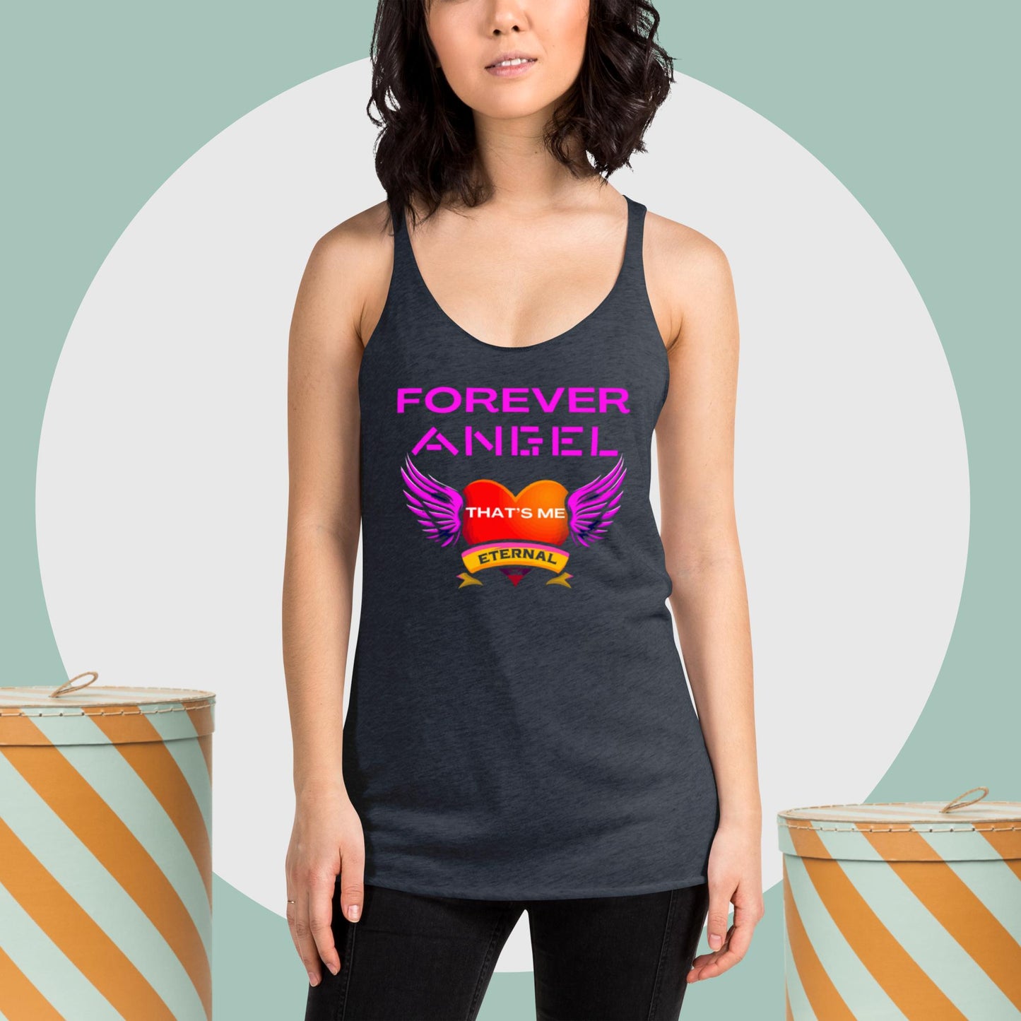 Women's Racerback Tank FOREVER ANGEL THAT'S ME ETERNAL [Neon Pink Text] by "Mark Anthony Gable Collection-FOREVER ANGEL"