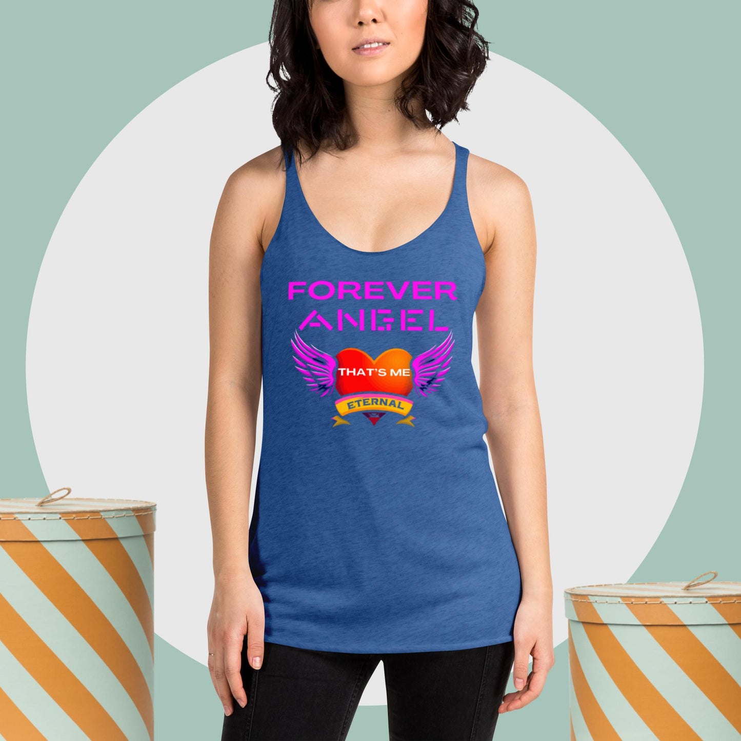 Women's Racerback Tank FOREVER ANGEL THAT'S ME ETERNAL [Neon Pink Text] by "Mark Anthony Gable Collection-FOREVER ANGEL"