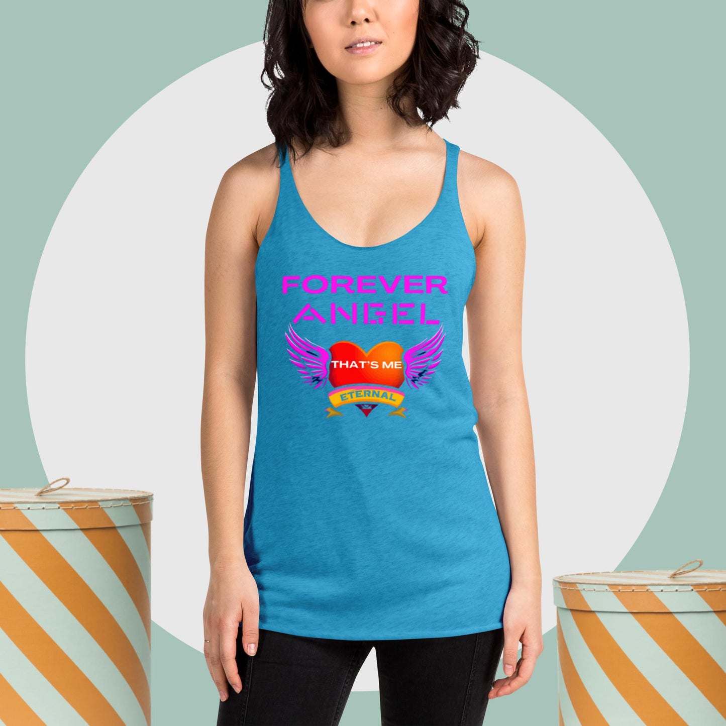 Women's Racerback Tank FOREVER ANGEL THAT'S ME ETERNAL [Neon Pink Text] by "Mark Anthony Gable Collection-FOREVER ANGEL"